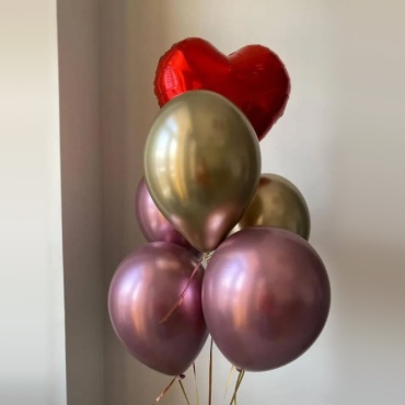 Pro-buket.kz Heart and 5 balls набор воздушных шаров, наполнен гелием 6 шт