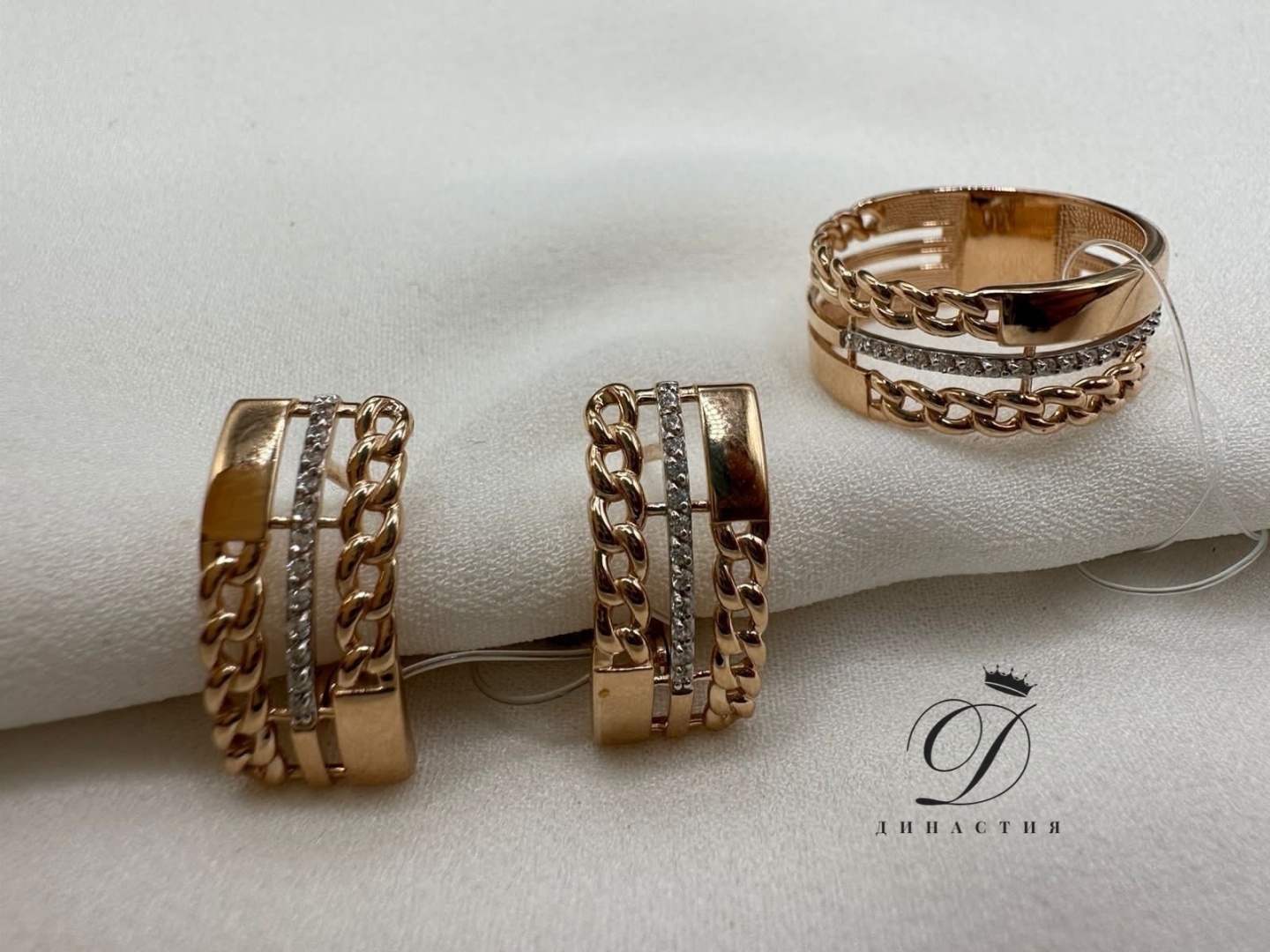 Купить Комплект Династия Династия вес 7.44 г 19.5 золото, фианит в ...