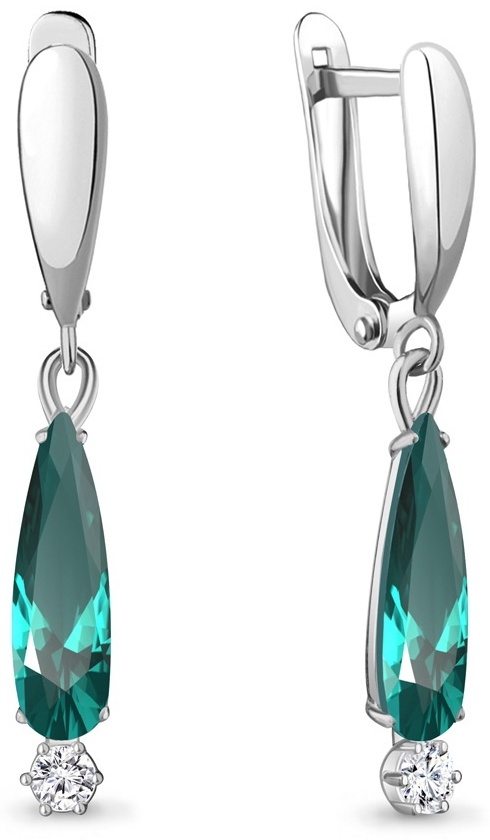 Серьги AQUAMARINE 4739488А вес 2.84 г серебро, турмалин