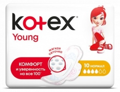 Kotex прокладки Young Normal мягкая сеточка 10 шт
