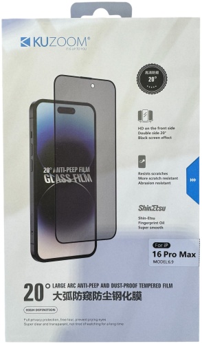 Стекло KUZOOM для Apple Iphone 16 Pro черный