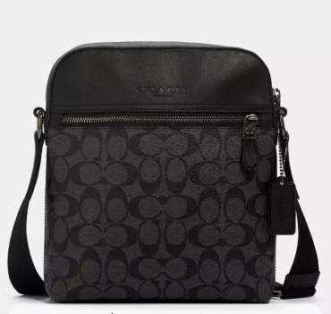Сумка кросс-боди Coach натуральная кожа, канвас черный
