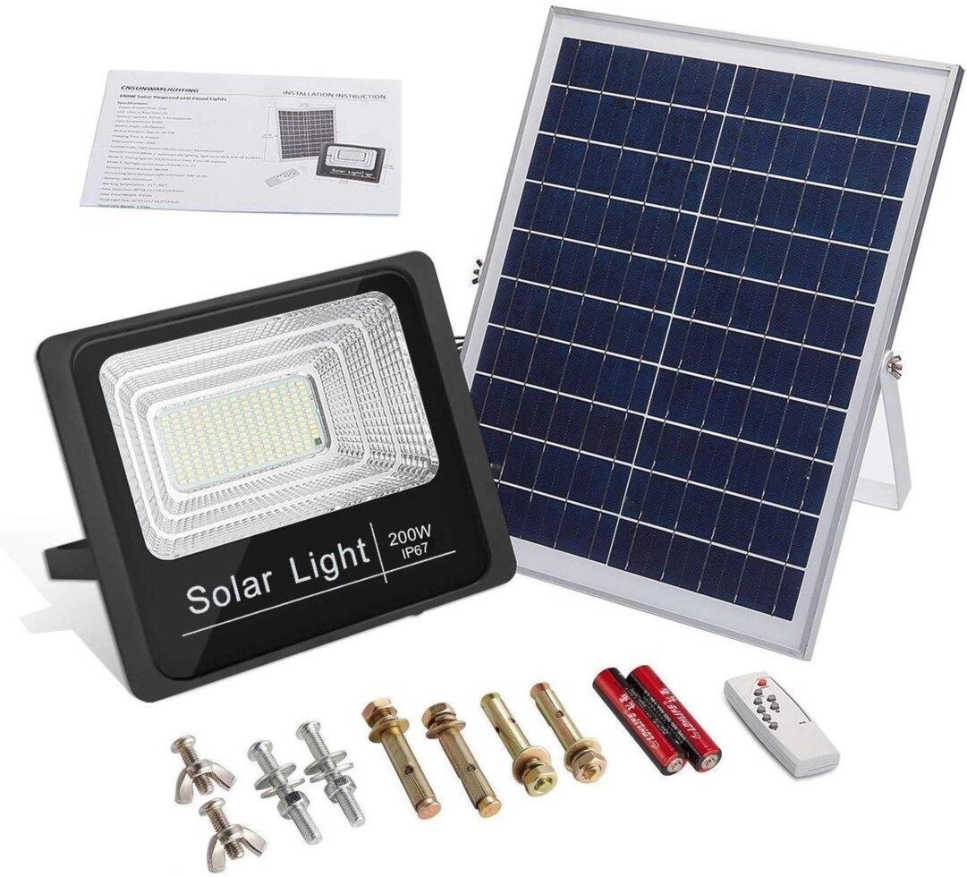 Прожектор на дуге крепления, напольный, на кронштейне Solar light 200 Вт, холодный белый