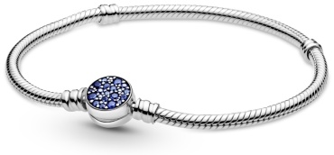 PANDORA «Блестящий синий диск‎» 599288C01-20 длина 20 см, вес 15.05 г серебро, плетение снейк