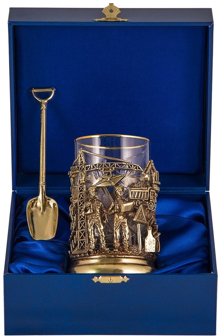 Подстаканник Autograph литый 3D Подарок строителю. Подстаканник ПДКО-336 ДФ., бронза