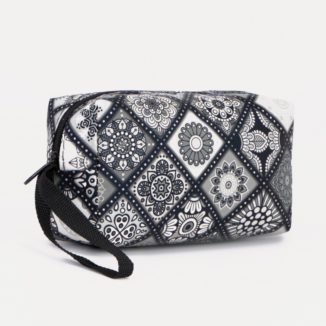 Sima-land косметичка искусственная кожа белый, черный 7.5X5 см