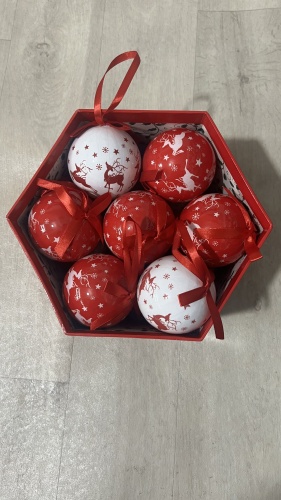Merry Christmas шар пластик 14 шт, красный, белый, алый