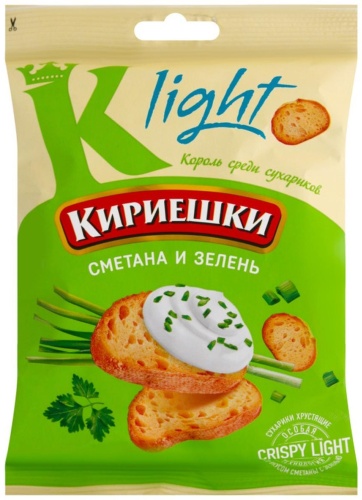 Сухарики Кириешки Light сметана и зелень 80 г