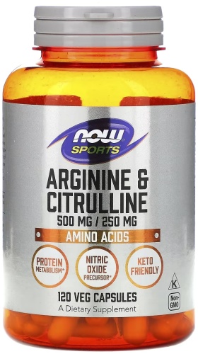Аминокислотный комплекс NOW Arginine 500 mg & Citrulline (аргинин и цитруллин) 250 mg нейтральный 120