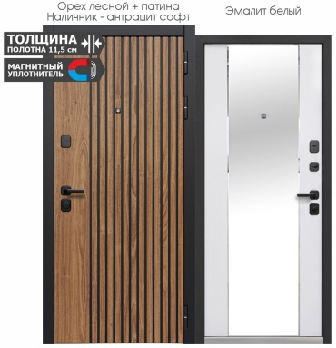 Ferroni LUXOR 2 МДФ РЕЙКА ЗЕРКАЛО 860 L 2050x860 мм, сталь, левая