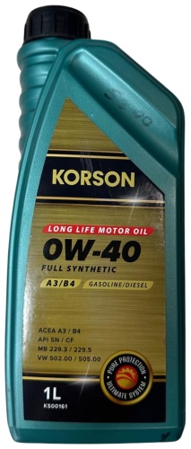 Синтетическое KORSON LONG lIFE MOTOR OIL 0W-40 1 л