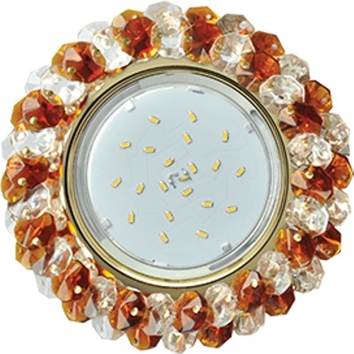 Ecola Ecola Gx53 h4 5341 glass круглый, с хрусталиками, прозрачный и янтарь золото 56x120 / FA53RYECB0 GX53