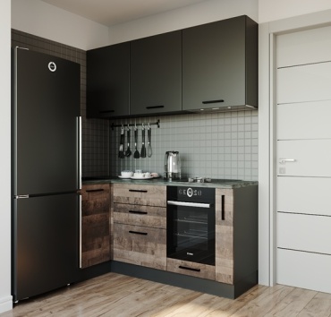 Кухонный гарнитур Handis 011KS, 180x216х60 см, ЛДСП, серый, коричневый