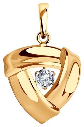 Подвеска Diamant 51-130-01255-1 вес 1.31 г золото, фианит