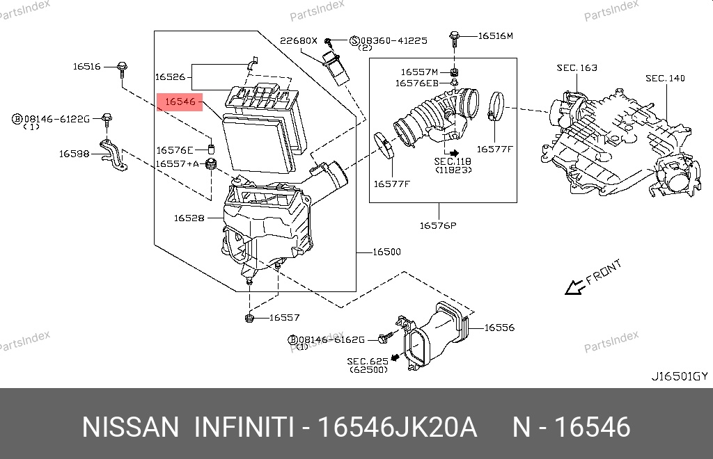 NISSAN Фильтр Воздушный 16546JK20A
