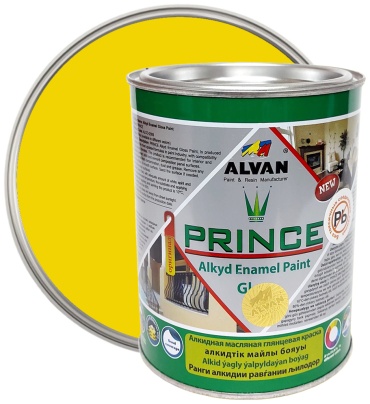 Alvan эмаль глянцевая Prince 3 кг, тон 121 bright yellow