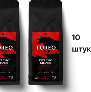 Кофе TOREO Espresso Grande зерновой 10 упаковок по 1000 г