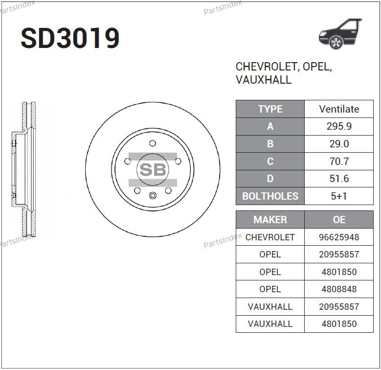SANGSIN Диск Тормозной SD3019