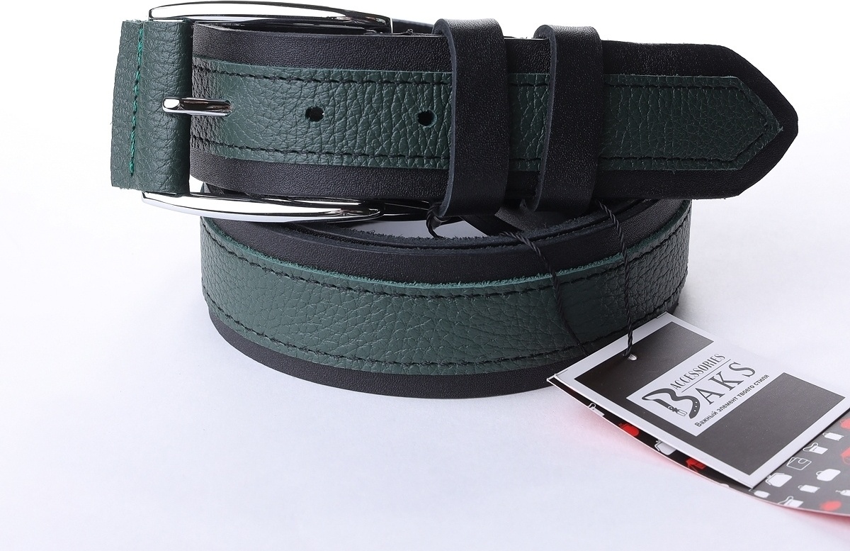 Ремень BAKS ACCESSORIES натуральная кожа 105 см зеленый