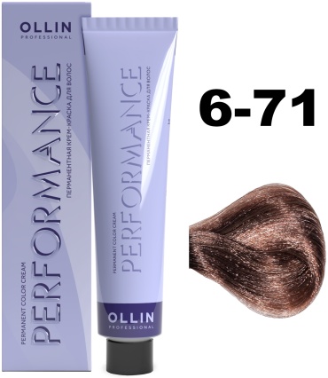 Ollin Professional Performance 6/71 темно-русый коричнево-пепельный крем-краска 60 мл
