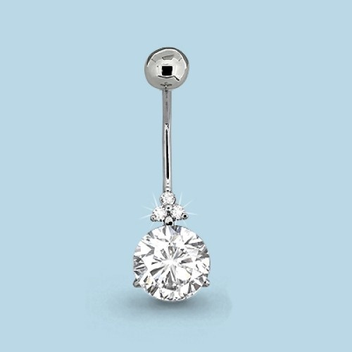 Лабрет AQUAMARINE для пупка вес 1.41 г серебро, фианит