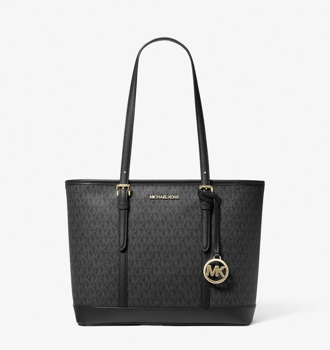 Сумка тоут Michael Kors натуральная кожа, канвас черный