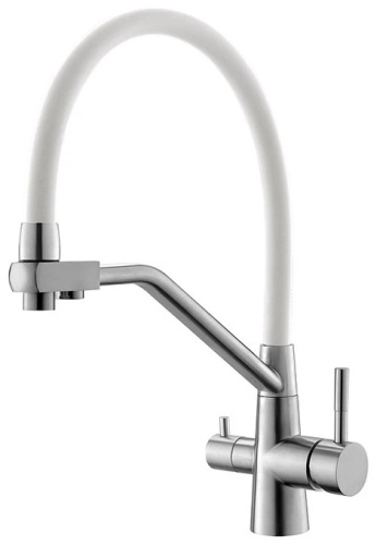 Смеситель с гибким изливом ESKO K25 W, нержавеющая сталь, цвет белый, хром