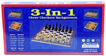 Нарды и шашки 3 в 1, шахматы пластик, дерево 28.5x28.5 см