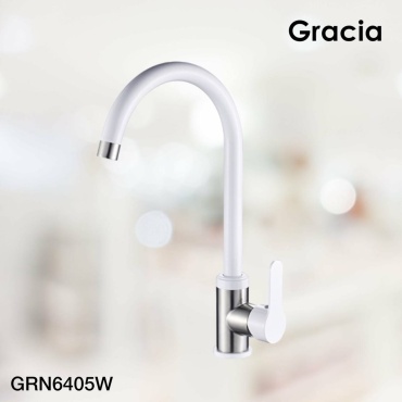 Смеситель для кухни Gracia GR6405NW, нержавеющая сталь, цвет белый