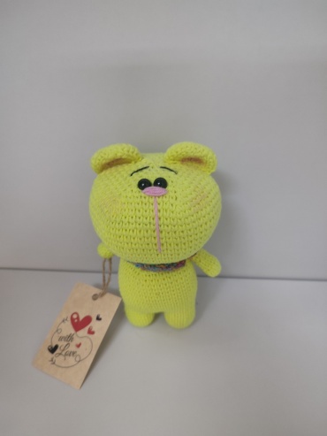 Мягкая игрушка Кот Мяу 181709, высота 16 см, желтый