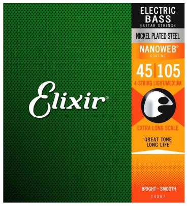 Elixir 14087 Electric Bass Nickel Plated Steel Nanoweb 45-105 45-105
