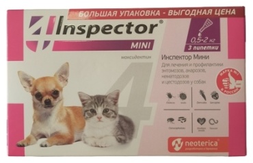 Inspector Mini противопаразитарный капли для кошек и собак 0,5-2 кг 3 пипетки