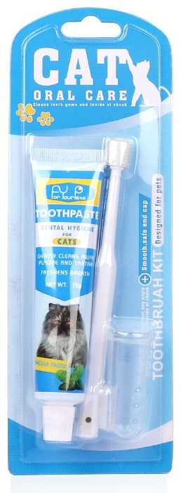 CAT Набор зубная паста, щетка двусторонняя, напальчник 609479 3 предмета