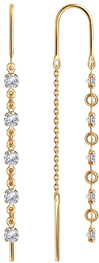 Серьги-цепочки SOKOLOV EAR-SO-585-693779 вес 1.72 г золото, фианит