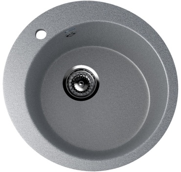 Кухонная мойка Ulgran U-405 49.5х49.5х19 см, искусственный мрамор, тон темно-серый