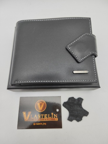 Портмоне Vlastelin металл, натуральная кожа черный
