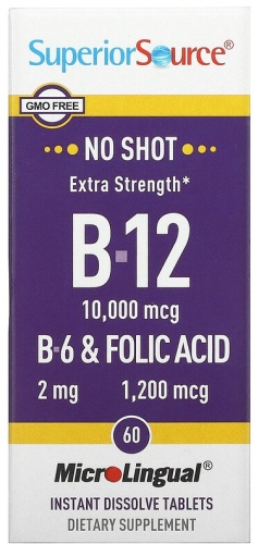 Superior Source витамин Extra Strenght B-12 B6 Folic Acid 1200 мкг 60 таблеток
