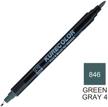 Маркер ZIG Fine & Brush for Manga Цвет: Green Gray 4