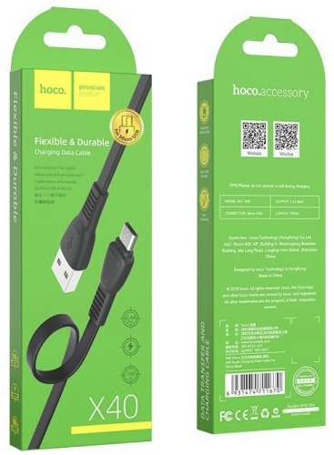 Кабель Hoco micro-USB 3.0 (F), 1 м, черный