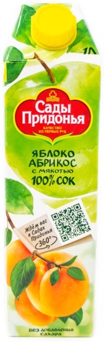 Сок Сады Придонья яблоко/абрикос без сахара с мякотью 1 л