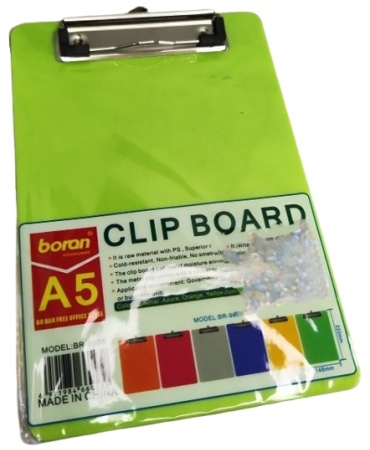 Планшет BORAN Clip board, А5, зажим зеленый