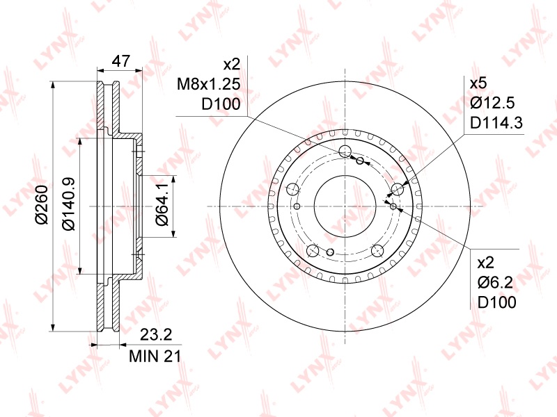 Диски LYNXauto передние BN1044