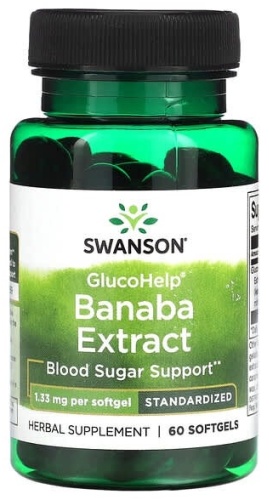 Swanson GlucoHelp, экстракт банабы, 1,33 мг таблетки 60 шт