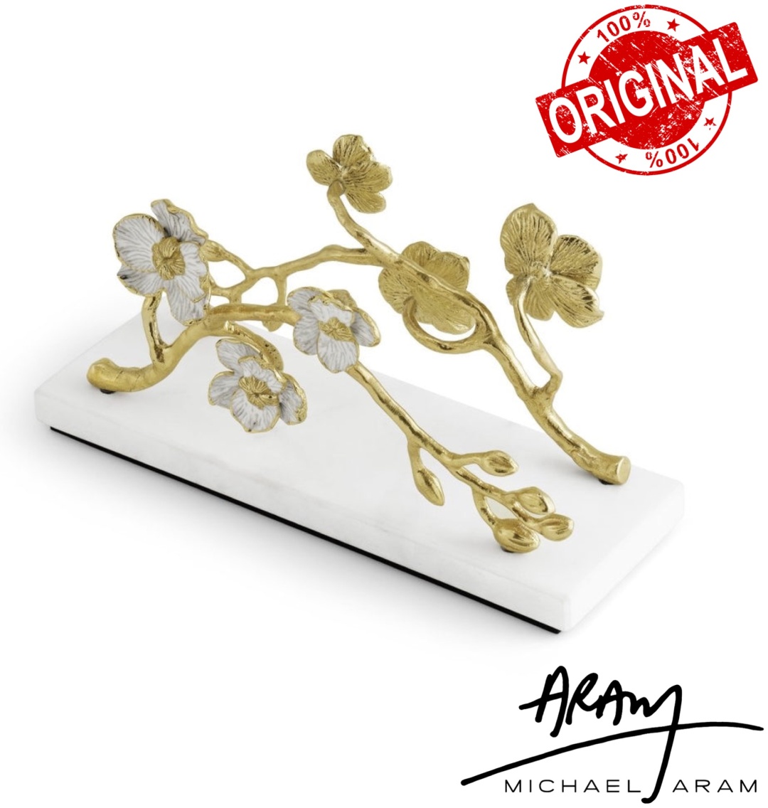 MICHAEL ARAM салфетница Orchid, нержавеющая сталь, латунь, эмаль, мрамор