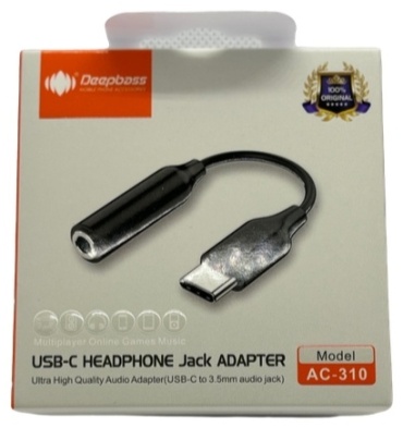 Переходник DeepBass USB TypeC (M), 3.5 мм jack (F), 0.1 м, AC-310 черный