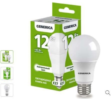 GENERICA 12W E27, светодиодная, нейтральный белый