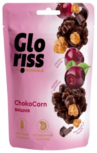 Конфеты фруктово-ореховые BIENNALE Gloriss ChokoCorn вишня 90 г