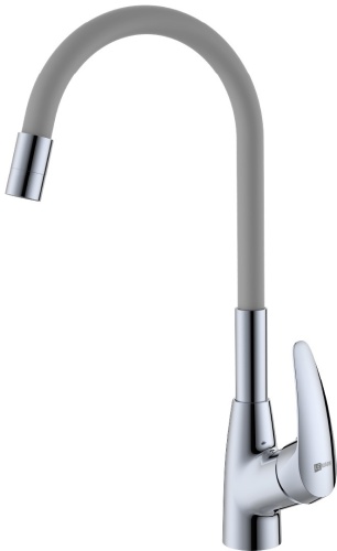 Смеситель с гибким изливом Lemark LM0415C, латунь, цвет серый, серебристый