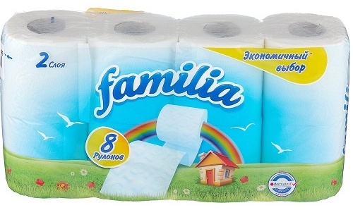Familia туалетная бумага 2-слойный 8 шт, первичная целлюлоза