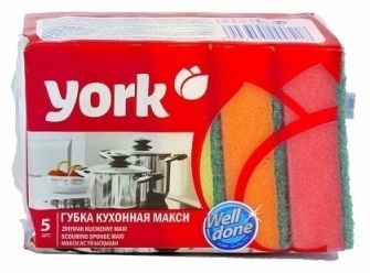 Губка для посуды York Губка для мытья посуды 5 шт, поролон